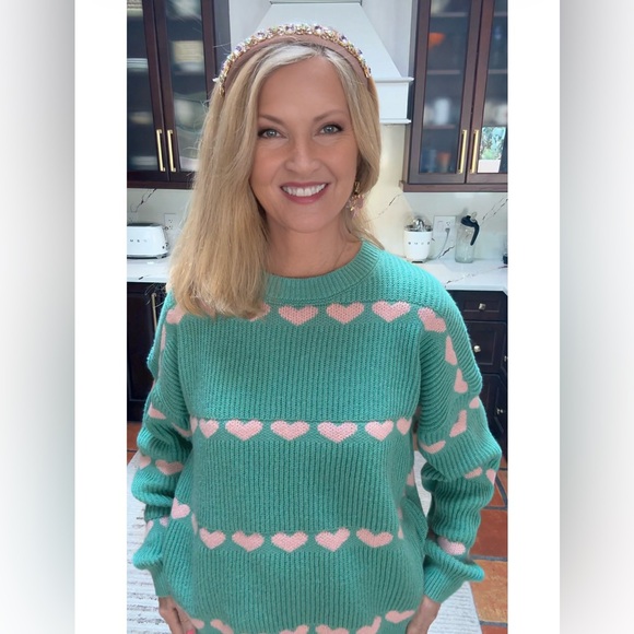 NWT Green Heart Print Sweater-S - Picture 3 of 15